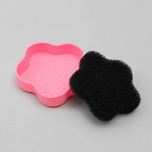 Коврик для чистки кистей, силиконовый, с губкой, 9,5 x 9,5 x 2,5 см, цвет розовый