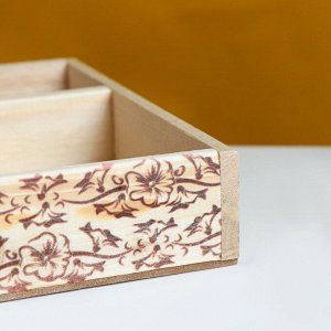 Кашпо деревянное, 27.5x20x4.5 см "Цветник", 2 отдела, гравировка