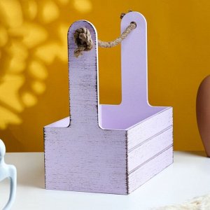 Дарим красиво Кашпо деревянное 25.5x15x30 см &quot;Прованс&quot;, ручка канат, сиреневый