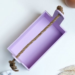 Дарим красиво Кашпо деревянное 25.5x15x30 см &quot;Прованс&quot;, ручка канат, сиреневый