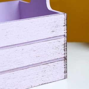 Дарим красиво Кашпо деревянное 25.5x15x30 см &quot;Прованс&quot;, ручка канат, сиреневый