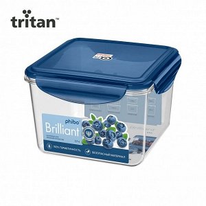 Контейнер для СВЧ 1,7л квадр герм [BRILLIANT] СИНИЙ