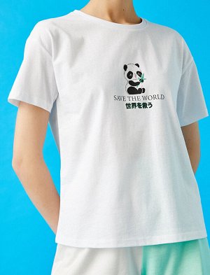 Футболка с пандой экрю
