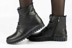Ботинки женские черные из натуральной кожи демисезон, подклад байка