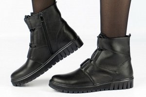 Ботинки женские черные из натуральной кожи демисезон, подклад байка