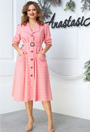 Платье Anastasia 527 розовый клетка