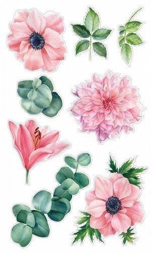 Декоративные виниловые наклейки "Крупные розовые цветы" 30х50 см