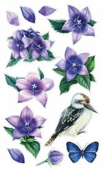 Декоративные виниловые наклейки &quot;Птица с фиолетовыми цветами &quot; 30х50 см