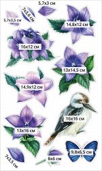 Декоративные виниловые наклейки &quot;Птица с фиолетовыми цветами &quot; 30х50 см