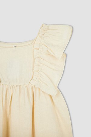 Расслабляющее облегающее платье из хлопка с рюшами для девочек