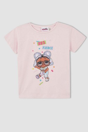 Хлопковая футболка с короткими рукавами L.O.L для девочек