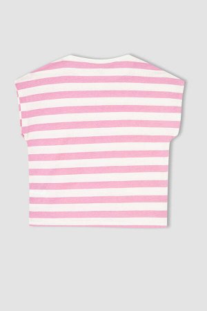 DEFACTO Полосатая футболка с коротким рукавом для девочек