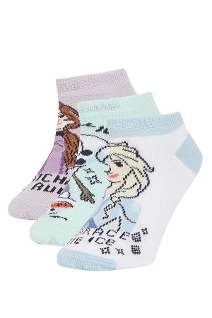 Комплект из 3 коротких носков из замороженного лицензированного хлопка для девочек