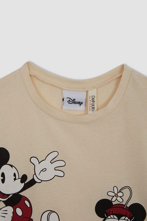 Хлопковая футболка с короткими рукавами с Микки и Минни для девочек Disney