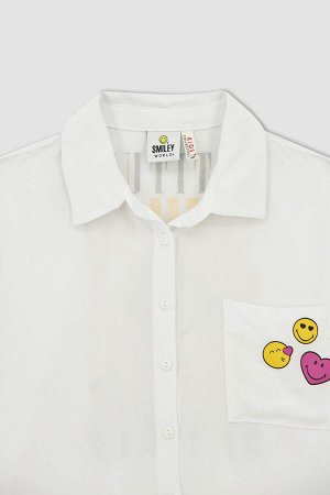 Рубашка SmileyWorld Licensed Regular Fit с принтом на спине и короткими рукавами для девочек