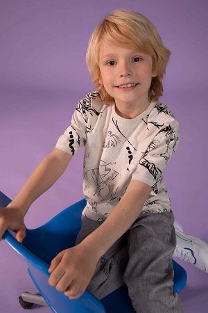 Хлопковая футболка большого размера с круглым вырезом и принтом аниме, с коротким рукавом, из чесаного хлопка для мальчиков