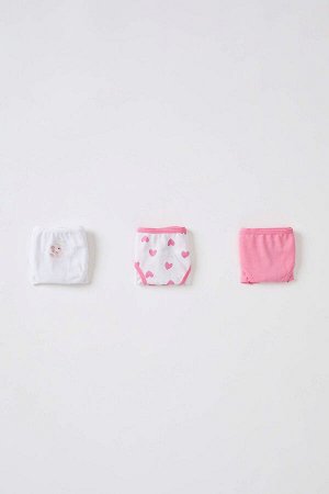 Комплект из 3 цветных хлопковых трусиков с принтом в виде сердец для девочек