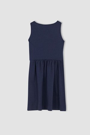 Расслабляющее платье для девочек без рукавов из хлопка из чесаного хлопка