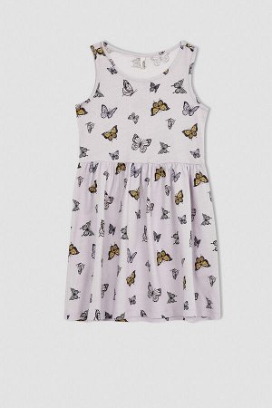 Хлопковое платье из чесаного хлопка без рукавов с рисунком бабочки для девочек