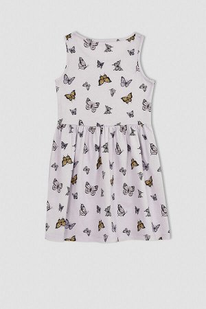 Хлопковое платье из чесаного хлопка без рукавов с рисунком бабочки для девочек
