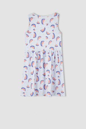 Платье для девочки без рукавов из гребенного хлопка с узором в виде арбуза