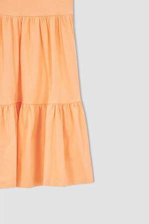 DEFACTO Хлопковое платье без рукавов с круглым вырезом для девочек