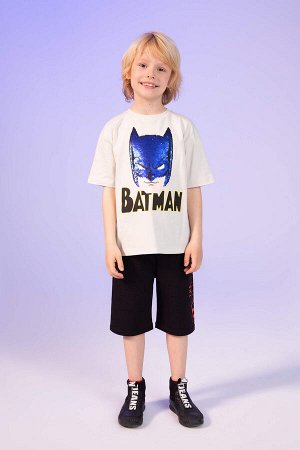Хлопковая футболка с короткими рукавами и круглым вырезом для мальчиков с лицензией Batman Relax Fit