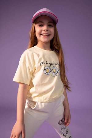 Укороченная хлопковая футболка SmileyWorld с короткими рукавами для девочек