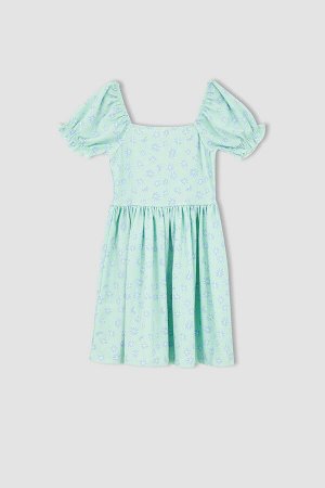 Летнее платье Gipe для девочек с квадратным воротником и короткими рукавами-фонариками