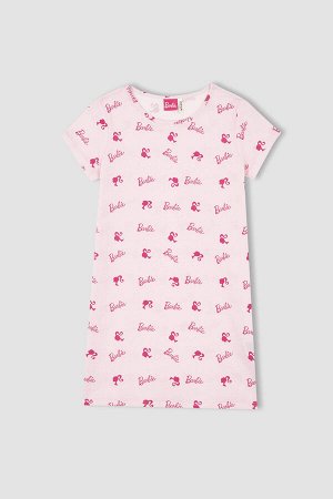 Хлопковая ночная рубашка с короткими рукавами для девочек с лицензией Барби