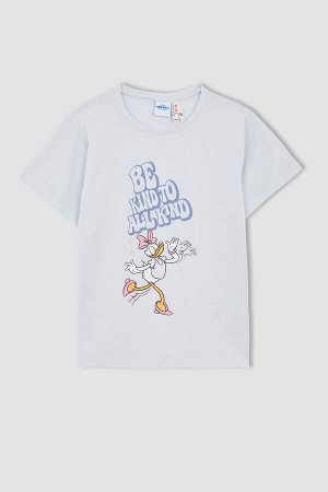 Хлопковая футболка с коротким рукавом с Микки Маусом для девочек