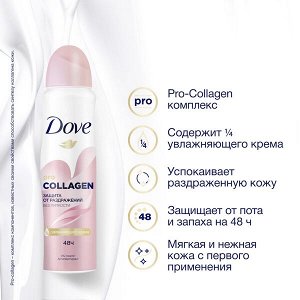 NEW ! Dove антиперспирант-аэрозоль защита от раздражений без липкости с Pro-collagen комплекс 150 мл