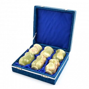Набор подарочный стопки из оникса 6 шт 50*50*70мм в бархатной упаковке