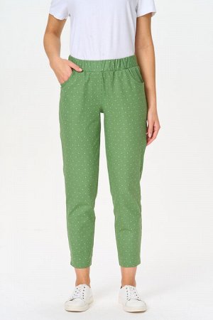 Брюки Зауженные брюки с карманами, из хлопкового полотна джинскотт. Пояс с эластичной лентой внутри. Длина брюк регулируется подворотом. Рост модели 170
Цвет: светло-зеленый
Состав: 80% хлопок, 14% по