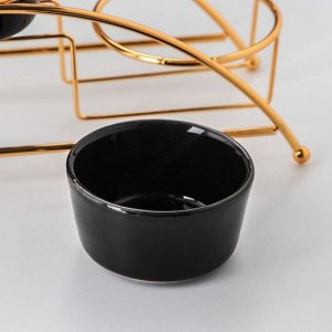 Набор соусников керамический «Богема», 34x11x10 см, 3 шт, цвет чёрный