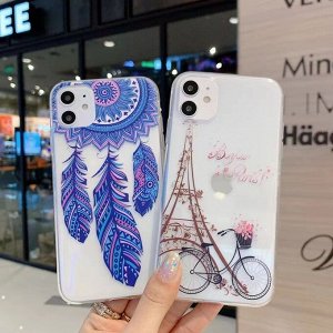 Bonjour Paris. Чехол силиконовый прозрачный с рисунком на телефон iphone
