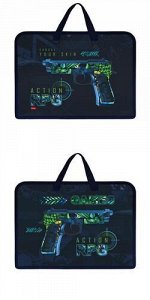 Папка для тетрадей пластиковая А4 на молнии с ручками &quot;Gun&quot; (073664) 25056 Хатбер {Россия}