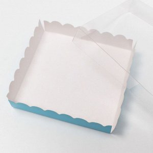 Коробочка для печенья с PVC крышкой, голубая, 15 х 15 х 3 см