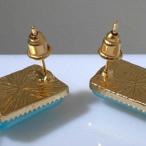 Серьги ассорти "Кисти" яркий образ, прямоугольник, цвет голубой в золоте