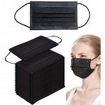 Черные маски защитные одноразовые для лица, упаковка/50 шт