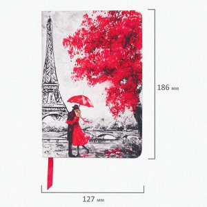 Ежедневник недатированный B6 (127х186 мм), BRAUBERG VISTA, под кожу, гибкий, 136 л., "Paris", 112106
