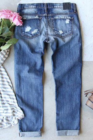 Sky Blue Tie Dye Print Distressed High Waist Ankle Jeans