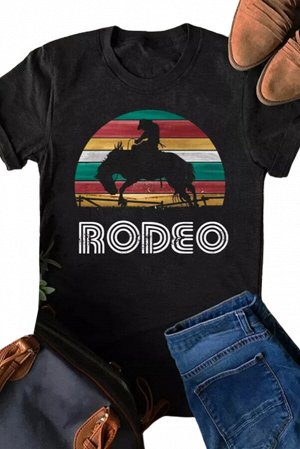 Черная футболка с разноцветным принтом Rodeo