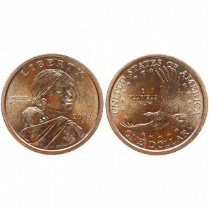 США 1 Доллар 2002 P год UNC Сакагавея Коренные американцы Парящий орёл