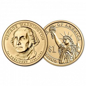 США 1 Доллар 2007 P год UNC Президенты № 1 Джордж Вашингтон