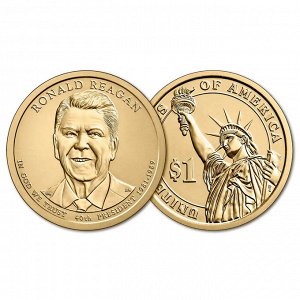 США 1 Доллар 2016 P год UNC Президенты № 40 Рональд Рейган