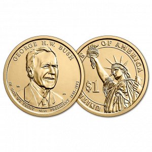 США 1 Доллар 2020 D год UNC Президенты № 41 Джордж Буш - старший (BOX472)