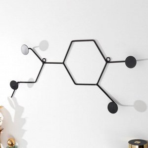 Крючки декоративные металл "Молекулы" чёрный 23х57,5 см 7533588