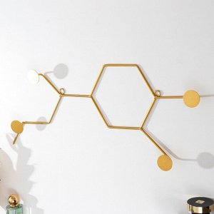 Крючки декоративные металл "Молекулы" золото 23х57,5 см 7533589