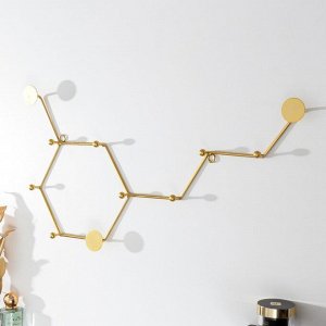 Крючки декоративные металл "Молекулы" золото 29,5х55 см 7533591